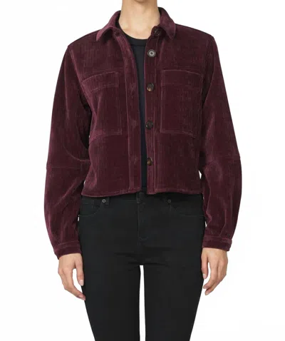 Dear John Denim Gina Cropped Corduroy Jacket In Wine In Burgundy