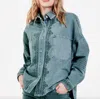 Dear John Denim Gina Emb Denim Jacket In Seafoam Haze In Blue