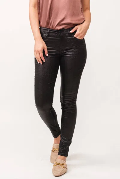 Dear John Denim Gisele Mid Rise Clean Hem Ankle Skinny Pants In Obsidian In Black