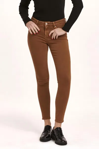 Dear John Denim Gisele Skinny Mid Rise Ankle Jeans In Burnt Sienna In Brown