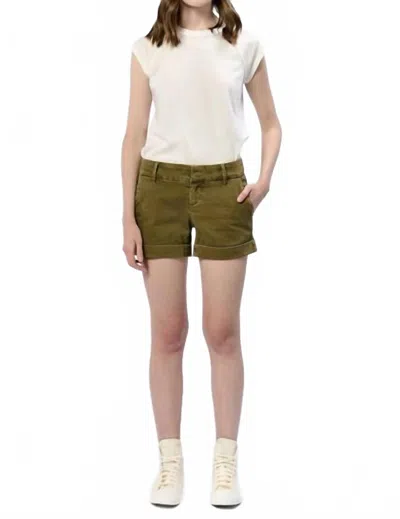 Dear John Denim Hampton Mid Low Rise Shorts In Olive Branch In Green