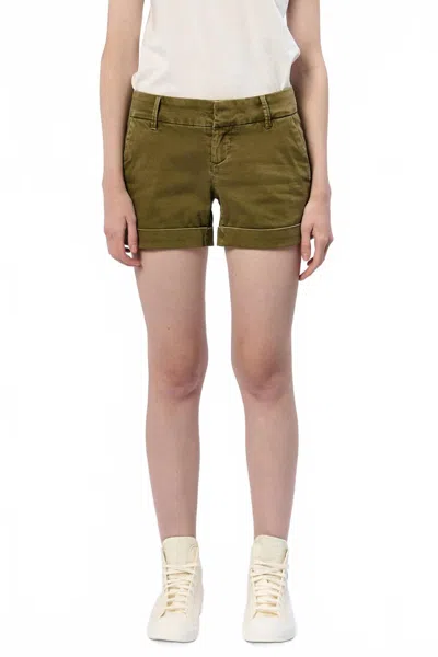 Dear John Denim Hampton Mid-rise Rolled Hem Shorts In Olive Branch In Brown