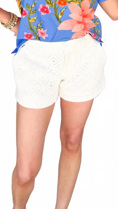 Dear John Denim Hampton Rolled Hem Shorts In Lace Dream In Yellow