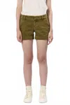Dear John Denim Hampton Mid-rise Rolled Hem Shorts In Olive Branch In Brown