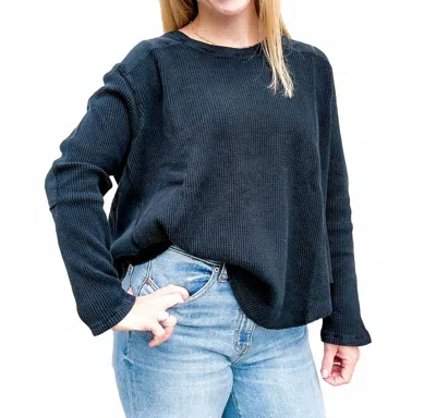 Dear John Denim Harlow Waffle Top In Washed Black