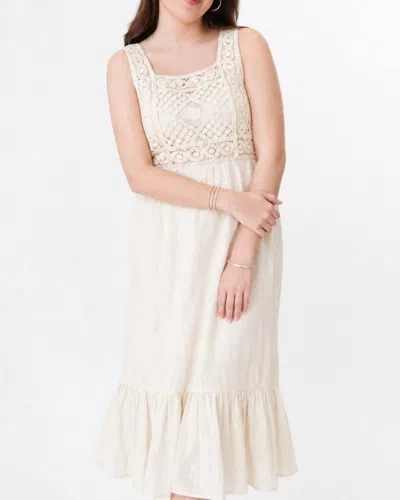 Dear John Denim Hayden Crochet Midi Dress In Vintage Cream In Neutral