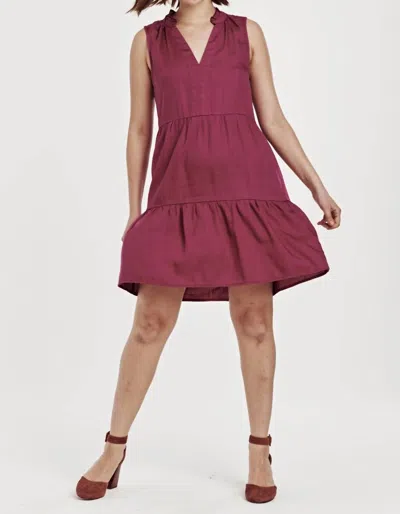 Dear John Denim Helena Tiered Dress In Purple Wine In Multi