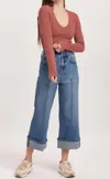 Dear John Denim High Rise Cropped Wide Leg Jeans In Shallou In Brown