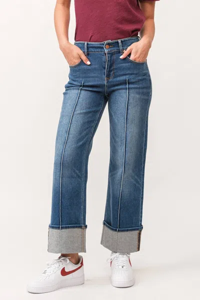 Dear John Denim High Rise Cuffed Straight Jeans In Blue