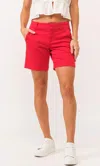 Dear John Denim High Rise Hampton Shorts In Firetruck Red