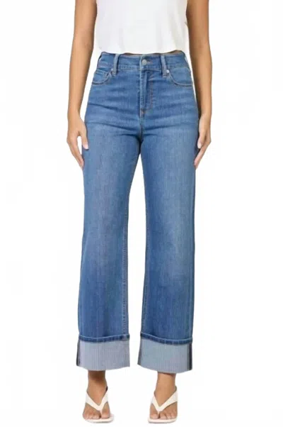 Dear John Denim Holly High Rise Cuffed Hem Straight Leg Jeans In Abbey Road In Blue