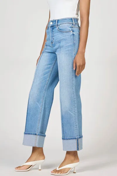 Dear John Denim Holly Cuffed Straight Leg Jeans In Winslow In Blue
