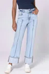Dear John Denim Holly High Rise Cuffed Hem Straight Jean In Lake Shore In Blue