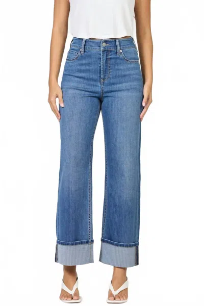 Dear John Denim Holly High Rise Cuffed Hem Straight Leg Jeans In Abbey Road In Blue