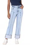 Dear John Denim Holly High Rise Cuffed Hem Straight Jean In Lake Shore In Blue