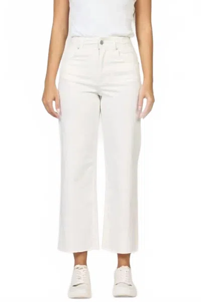 Dear John Denim Holly High Rise Fray Hem Jeans In White In Multi