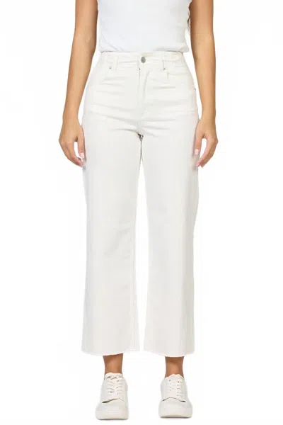 Dear John Denim Holly High Rise Fray Hem Straight Leg Jeans In White