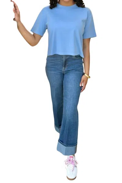 Dear John Denim Holly High Rise Cuffed Hem Straight Leg Jeans In Abbey Road In Blue