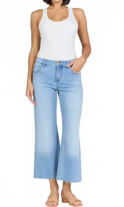 Dear John Denim Holly Raw Hem Straight Leg Cropped Jeans In Ellsworth In Blue