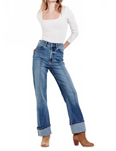 Dear John Denim Holly Super High Rise Cuffed Straight Jeans In Justice In Blue