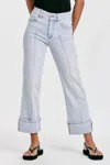 Dear John Denim Holly Super High Rise Cuffed Straight Jeans In Positano In Blue