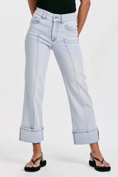 Dear John Denim Holly Super High Rise Cuffed Straight Jeans In Positano In Blue