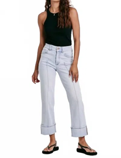 Dear John Denim Holly Super High Rise Cuffed Straight Jeans In Positano Wash In White