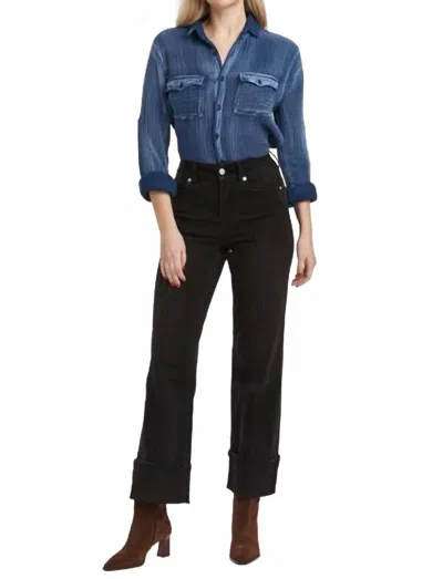Dear John Denim Holly Super High Rise Wide Hemmed Jeans In Jet Set Wash In Black