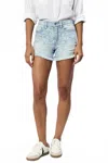 Dear John Denim Ivy Mid-high Rise Frayed Hem Short In Flora Blue In Blue