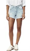 Dear John Denim Ivy Mid-high Rise Frayed Hem Short In Flora Blue In Blue