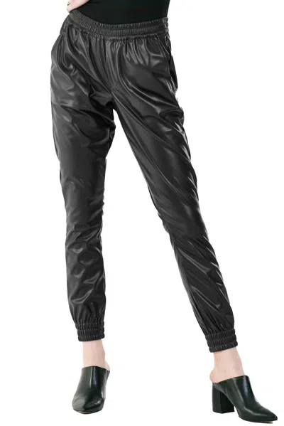 Dear John Denim Jacey Faux Leather Jogger Pants In Black