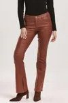 Dear John Denim Jax Coated Bootcut Jean With Slit In Cognac In Green