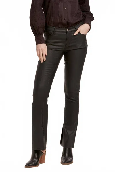 Dear John Denim Jaxtyn Mid Rise Bootcut Coated Pants In Black In Brown