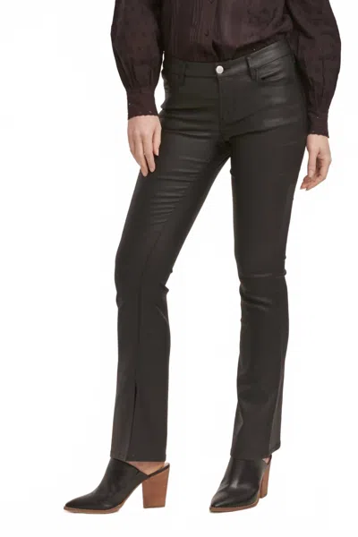 DEAR JOHN DENIM JAXTYN COATED MID RISE BOOTCUT JEANS IN BLACK