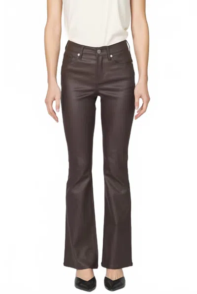 Dear John Denim Jaxtyn Wax Coat Flare Jeans In Cappuccino In Brown