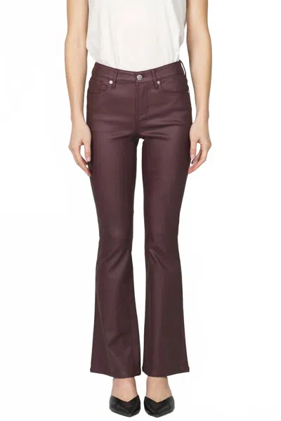 Dear John Denim Jaxtyn Wax Coat Flare Jeans In Oxblood In Brown