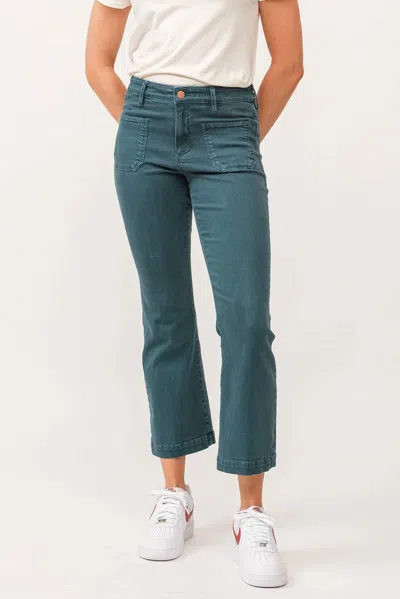 Dear John Denim Jeanne Crop Flare Jean In Deep Teal In Blue