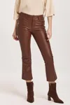 Dear John Denim Jeanne Faux Leather Crop Flare In Mahogany In Multi