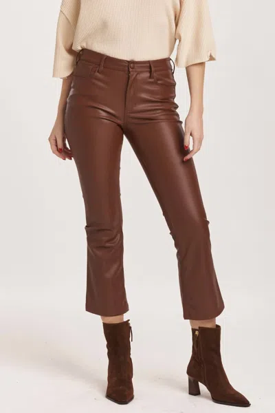 Dear John Denim Jeanne Faux Leather Crop Flare In Mahogany In Multi