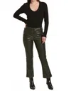 Dear John Denim Jeanne Flare Leather Crop Pants In Hunter Green In Green