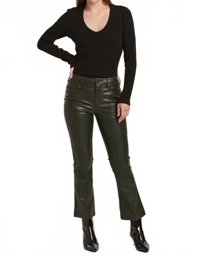 Dear John Denim Jeanne Flare Leather Crop Pants In Hunter Green In Black