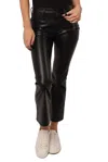 Dear John Denim Jeanne Super High Rise Cropped Flare Vegan Leather Pants In Black In Black