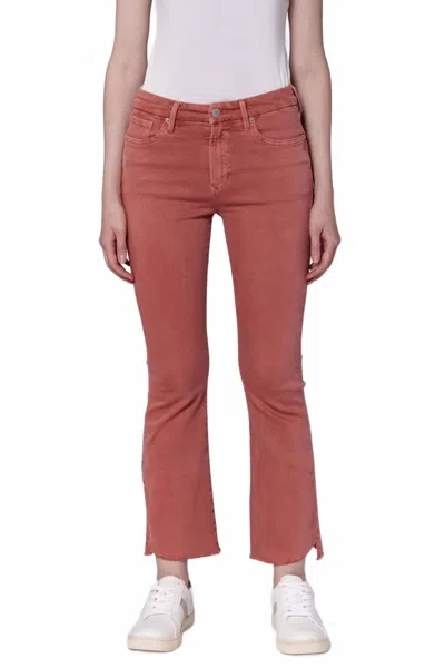 Dear John Denim Jeanne Mid-rise Crop Flare Jeans In Terracotta In Burgundy
