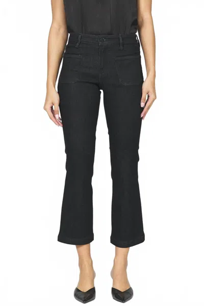 Dear John Denim Jeanne Mid Rise Cropped Flare Jean In Black In Blue