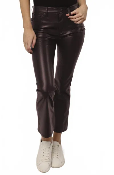 DEAR JOHN DENIM JEANNE VEGAN LEATHER CROPPED FLARE PANT IN COFFEE