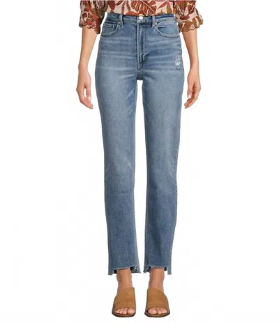 Dear John Denim Jodi Straight Leg High Rise Fray High Low Hem Jean In Folly Beach In Blue