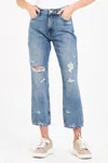 Dear John Denim Jodi Straight Leg Jeans In Medium Wash In Multi