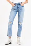 Dear John Denim Jodi Super High Rise Cropped Straight Jeans In Horizon In Blue