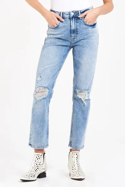 Dear John Denim Jodi Super High Rise Cropped Straight Jeans In Horizon In Blue