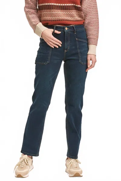 Dear John Denim Jodi Super High Rise Utility Pockets Straight Jeans In Night Flight In Blue